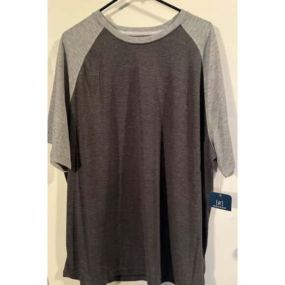 George Mens Raglan Baseball T-Shirt 3XL Charcoal & Light Gray - Picture 1 of 3